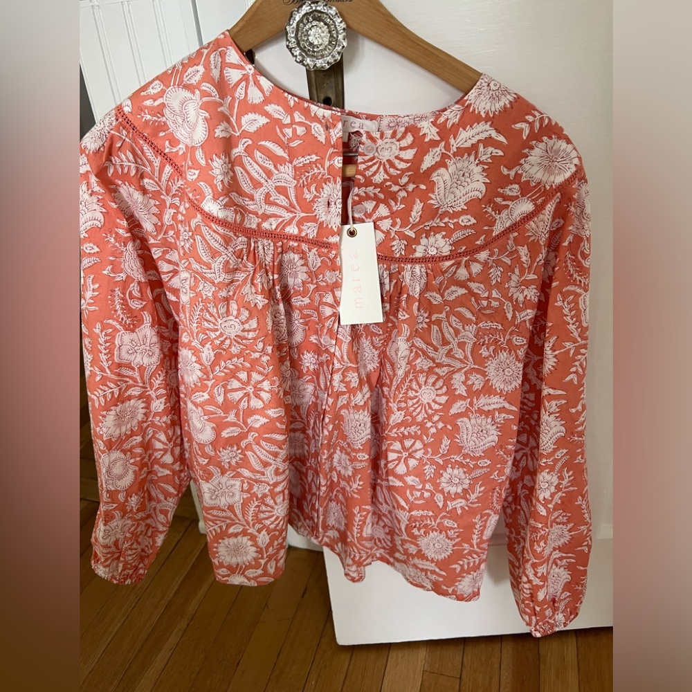 NWT Marea block print blouse. L